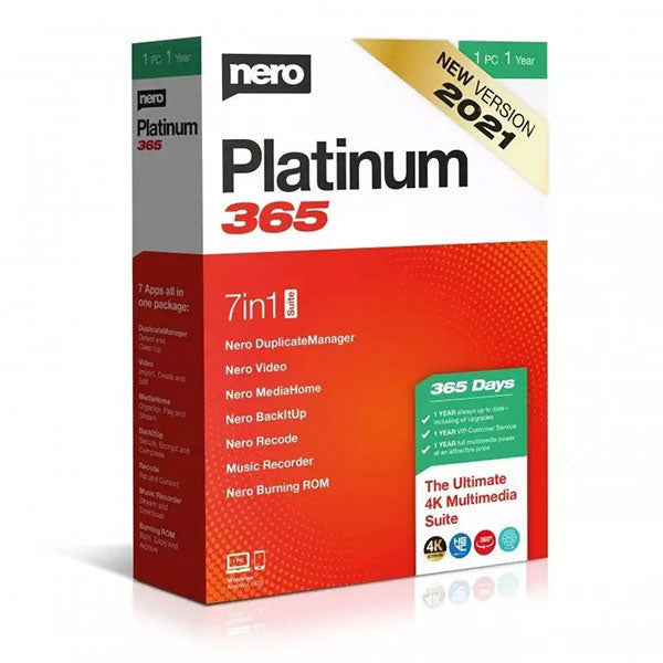Nero Platinum 365 | 1 PC | 1-Year License Key | Instant Download.