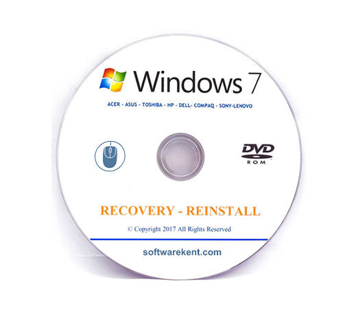 PC Laptop Recovery Reinstall DVD for Windows 7 All Versions