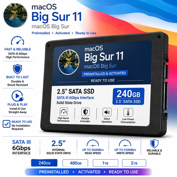 Disque SSD préinstallé avec MacOS BigSur | 240 Go | 480 Go | 1 To | 2 To