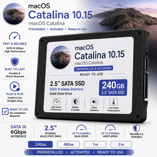 Disque SSD préinstallé avec MacOS Catalina | 240 Go | 480 Go | 1 To | 2 To