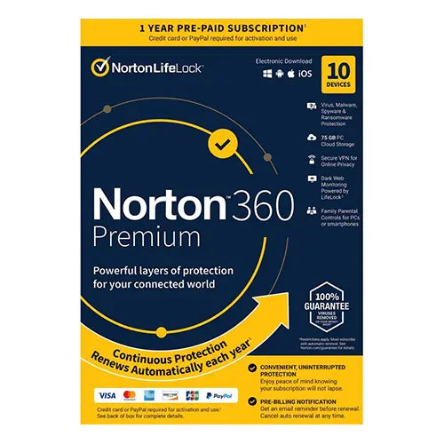 Norton 360 Premium 75gb 1 Year 10 Devices