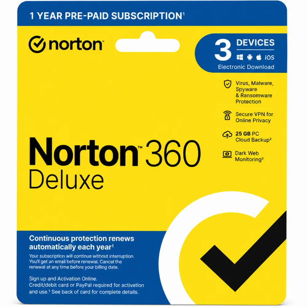 Norton 360 Deluxe 1 Year 3 Devices