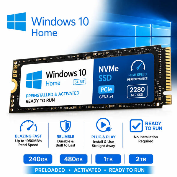 Vorinstalliertes M.2 SSD-Laufwerk 240 GB 480 GB 1 TB mit Microsoft Windows 10 Home, sofort einsatzbereit