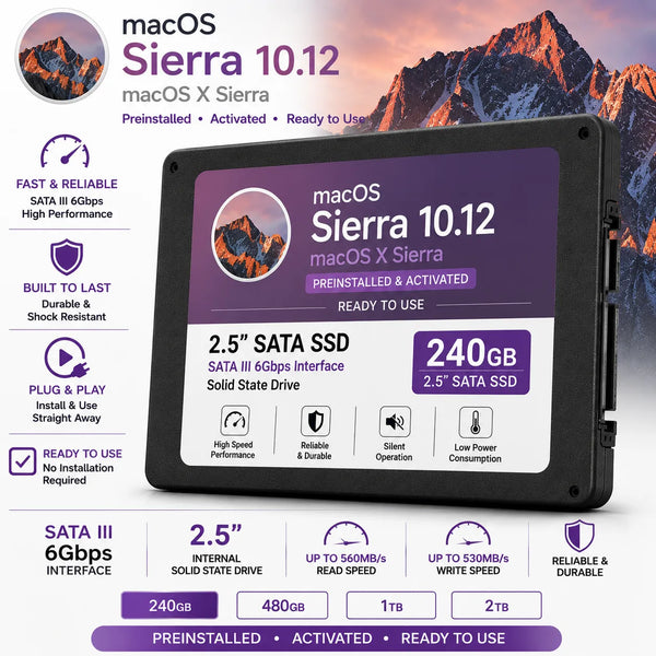 Disque SSD préinstallé avec MacOS Sierra | 240GB | 480GB | 1TB | 2TB